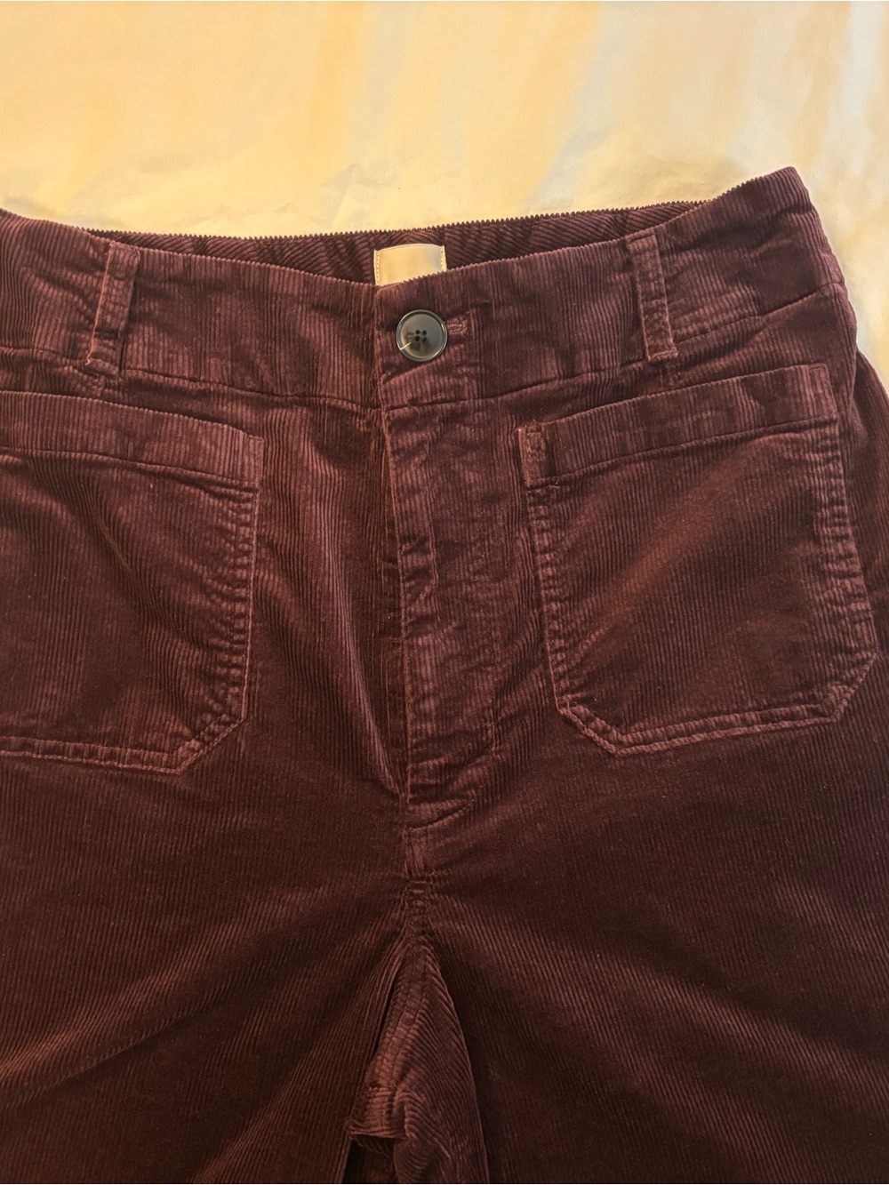 Maeve Wide-Leg Corduroy Pants in Deep Plum - Picture 3 of 7